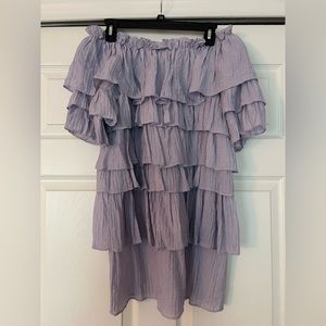 Purple Ruffle Off-Shoulder Dress